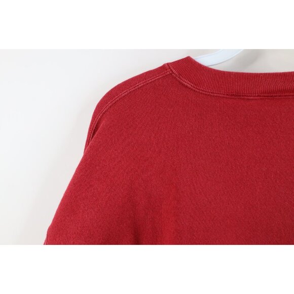 Vintage 90s Fossil Watch Mens Medium Faded Spell Out Crewneck Sweatshirt Red USA - Picture 11 of 14